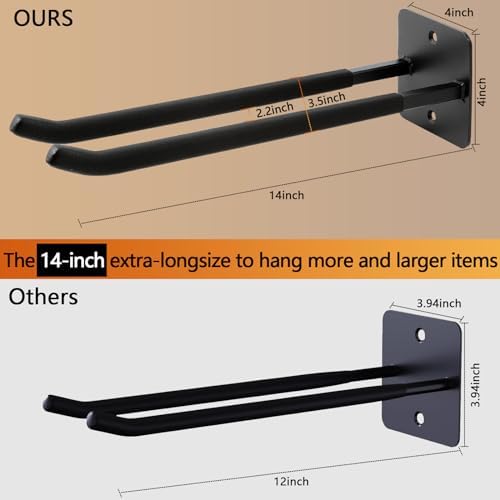 Sinoer 2 Pack Steel Wall Mount Double Garage Storage Hooks - Image 5