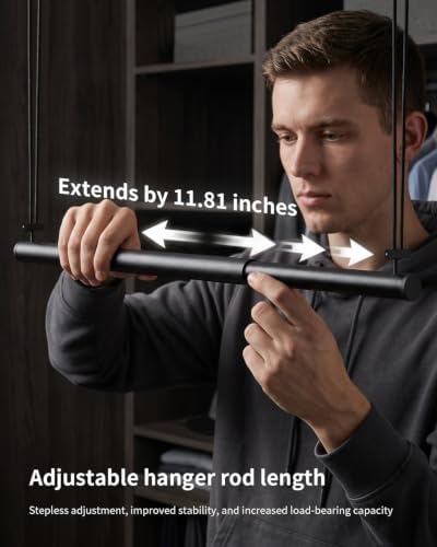 BaiNong Adjustable Closet Hanging Rod 17-30" Black 2 Pack - Image 4