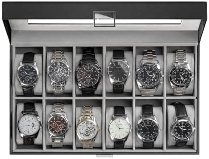 ProCase Watch Box Organizer, 12 Slot Watch Display Case, Black by ProCase