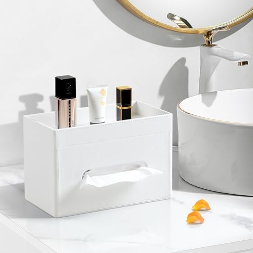 Plus Size Tissue Box Cover, Rectangle Tissue Box Organizer, White - Image 2