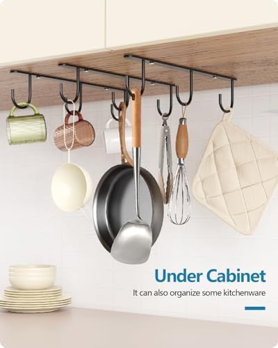 3 Pack Mug Hooks Under Cabinet with 9 Hooks for Displaying Mugs, Black - Image 7