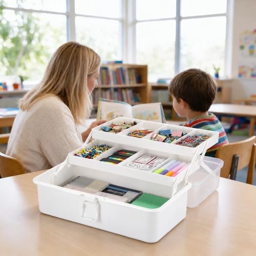 Tackle Box, 15-Inch Extra Large Art Storage Box with 3-Layer Folding Trays - Image 6
