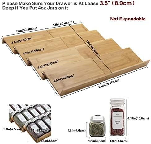 Bamboo Spice Rack Drawer Organizer - 8 Piece Set - 12" Wide, Combine Into 24" Rack (12" or 24") - Image 4