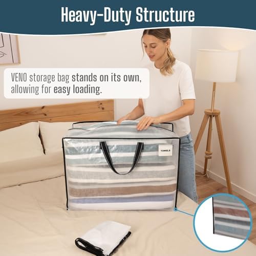 VENO Heavy Duty Moving Bags, Storage Bags, 27 Gallon, Clear, 4 Pack - Image 2