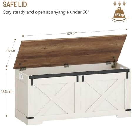 Hzuaneri 43 inches Farmhouse Storage Chest and Bench | 55 Gal | 330lb Seat - Image 3