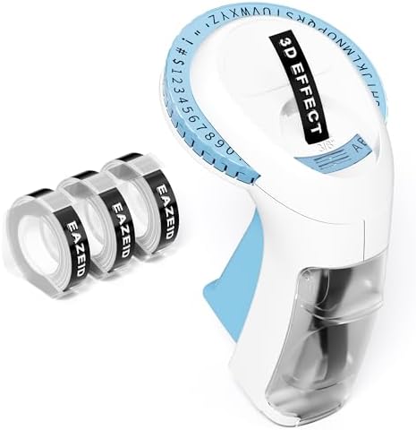 Embossing Label Maker Vintage Manual with 3 Rolls 3D Label Tapes by EazeID