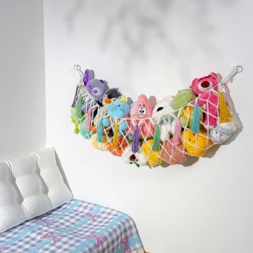 Stuffed Animal Hammock, Nursery and Playroom Toy Storage Net Organizer for Plush Toys, Kids Bedroom Décor, Rip-Resistant Stuff Animals Holder with Hanging Hardware - Image 3