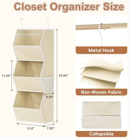 Hanging Closet Organizers and Storage for Kids Room Organization, 3 Tiers - Image 3