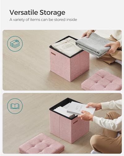SONGMICS Small Folding Storage Ottoman, 11.8 x 11.8 x 11.8 in - Image 5
