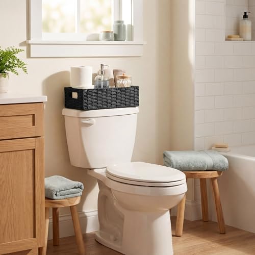 StorageWorks Toilet Basket Tank Topper, Bathroom Basket Organizer, Black - Image 5