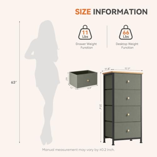 Sweetcrispy Dresser for Bedroom, 4 Drawer Storage Cabinet, Tall Nightstand - Image 3