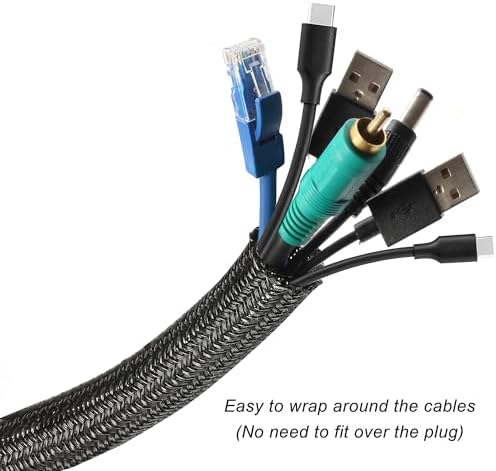Cable Management Sleeve, Split Design, 10FT - 1 Inch, Black - Image 2