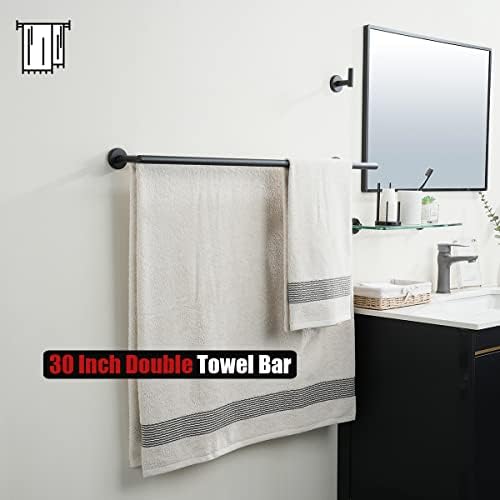 JQK Double Bath Towel Bar, Matte Black 33 Inch 304 Stainless Steel Thicken 0.8mm Towel Rack for Bathroom, Towel Holder Wall Mount, Useable Length 30 Inch 2 Pack, TB100L30-PB-P2 - Image 5