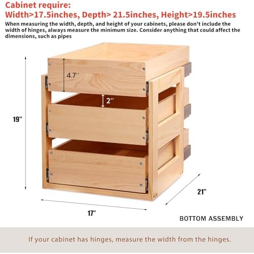 Mulush Pull Out Cabinet Organizer 17''W×21''D×19''H Slide Out Drawer - Image 3