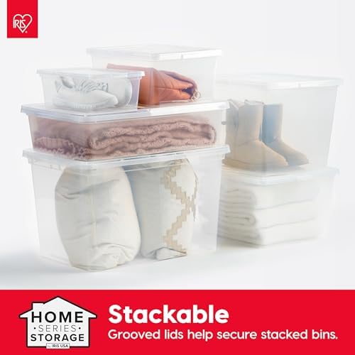 IRIS USA 12-Pack 17 Qt Storage Bins with Lids, Clear, Stackable - Image 6