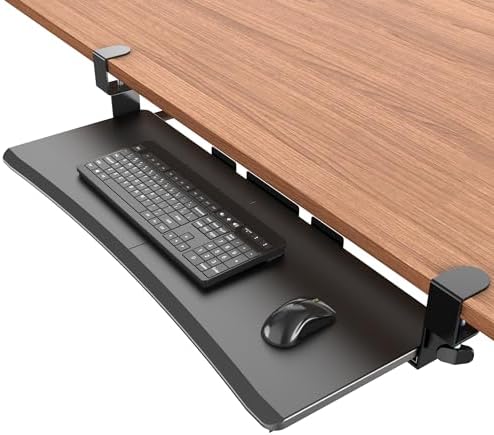UPGRAVITY Extra Large Keyboard Tray Under Desk - Slide Out with Sturdy C-Clip Mount System, 31.5" (35.8" Including Clamps) x 11.8" Put-Out Keyboard Tray Computer Drawer for Ergonomic Typing, Black by UPGRAVITY