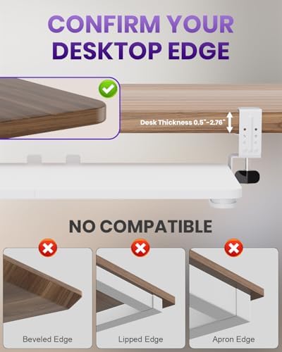 Ergonomic Mouse & Keyboard Tray Under Desk, 20x11.8 in Board, White - Image 7