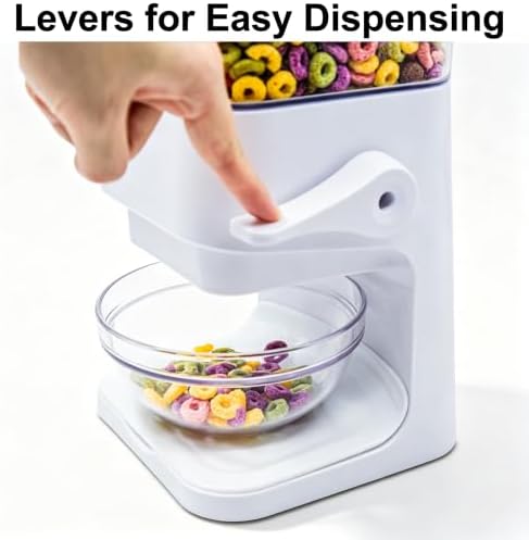 Cereal Dispenser Countertop with lids, 5L Organization and Storage Containers for Kitchen and pantry, Plastic Containers for food, Cereal, Rice, Beans, Grains, Nuts, Oatmeal, Pet food, White, 1Pc - Image 3