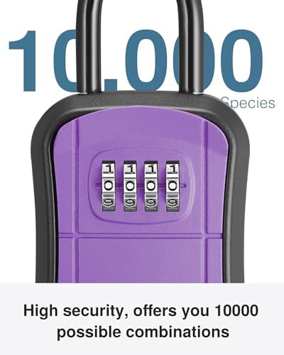 Puroma Key Lock Box Outdoor 4 Digit Code Combination Lockbox House 1 Purple - Image 2