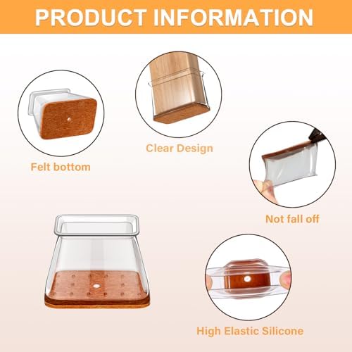 Chair Leg Floor Protectors Rectangle for Hardwood Floors 20 Pcs Medium - Image 6
