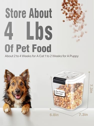 LivLab Mker Pet Food Storage Container, 5 lbs Dog Cat Treat Storage Bin with Lid, Dry Food Storage for Dog Treats, Cat Food, Cereal, Rice, Birds (4 lbs) - White - Image 2