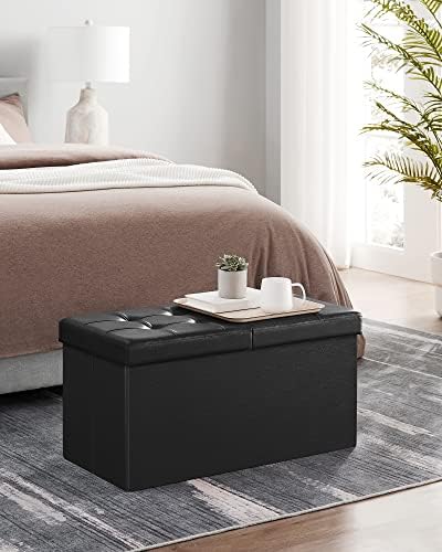 SONGMICS 30 Inches Folding Storage Ottoman Bench with Flipping Lid - Image 4
