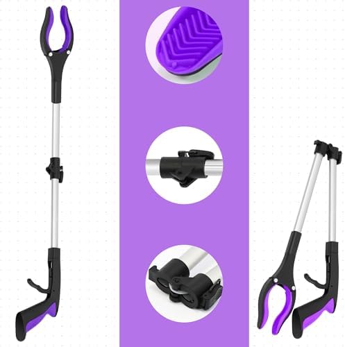 32 inch GrabRunner Heavy Duty(up to 10 lbs) Reacher Grabber Tool with Strong Magnetic (Purple(1Pack)) - Image 3