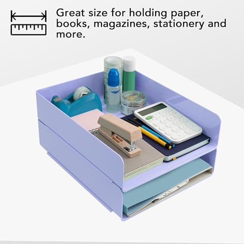 Tiawudi Desk Organizer, Office Organization and Storage, Plastic Letter Tray, Stackable File Organizer for Classroom, Home, Documents, Notes, Folders, Books and Pens, 4 Tier - Image 5