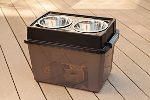 IRIS USA Elevated Dog Bowls 15" H, up to 47 lb Storage, Smoke, Made in USA - Image 4