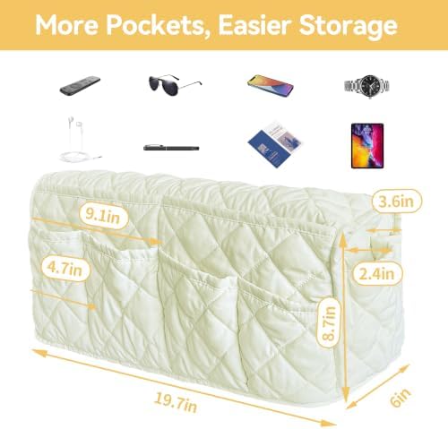 MEHIDFY Armchair Caddy, Waterproof Sofa Armrest Organizer, Non Slip Recliner Organizer, Remote Holder for Recline, Recliner Caddy with 14 Pockets Storage for TV Remote, Phone, Magazine (White) - Image 3