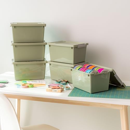 IRIS USA Storage Bins with Lids |Made in USA| 4 Qt - (6-Pack) - Sage Green - Image 3