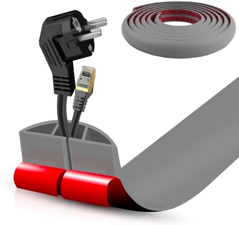 Floor Cord Cover Self Adhesive Cord Hider,10FT Cable Management, Extension Strip Protector for Wires, Prevent Cable Trips for Offices, Gyms, Exhibitions Cavity:0.47"(W) x 0.35"(H) Gray by DBHXXMB-HH