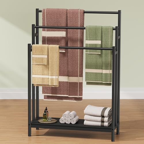 46" Extra Large Freestanding Towel Rack Stand for Bathroom, 3 Tier by Cresohom