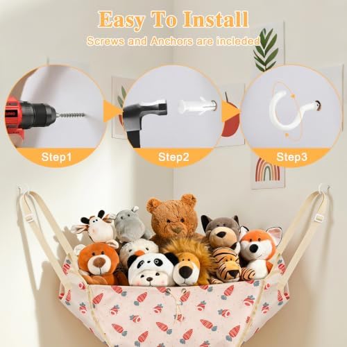 CERETIA Stuffed Animal Organizer, Toy Hammock Plush Holder Storage, Carrot - Image 6