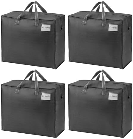 VENO Heavy Duty Moving Bags, Storage Bags, 22 Gallon, Dark Gray, 4 Pack by Veno