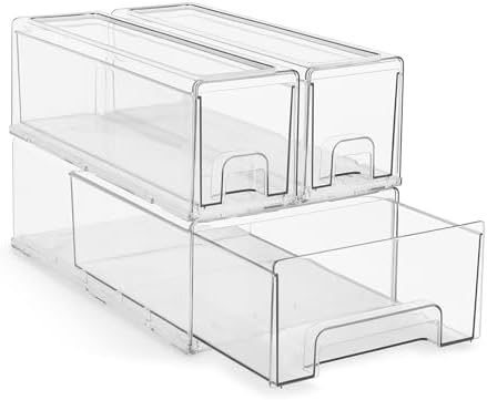Sorbus Clear Stackable Storage Drawers with Handles (1 Medium + 2 Small) by Sorbus