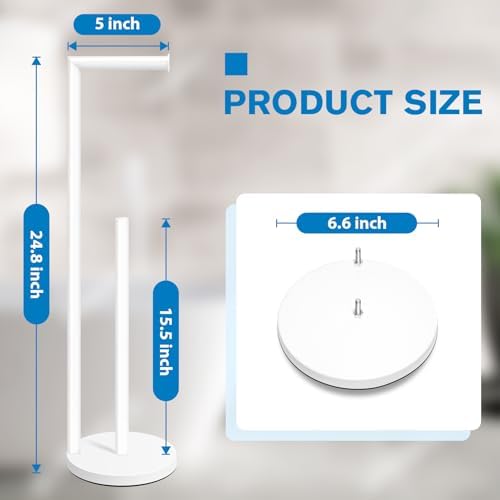 Toilet Paper Holder Stand, White Toilet Paper Holder Free Standing - Image 2