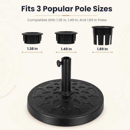 28.7 Lbs 17.91 Inch Round Umbrella Stand, Heavy Duty Weighted Base for Outdoor Market Parasols, Stable Holder for Patio Deck Lawn Garden Poolside, Black - Image 3