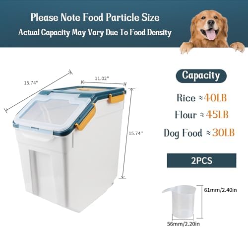 50 lbs Flour Storage Container, 2 Pack Rice Storage Container (Blue) - Image 2