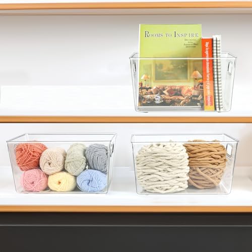 ZEXALOR 4pcs Clear Storage Bins Clear Storage Containers for Kitchen Pantry Organization, Organizing Bins with Built in Handles, Cabinet Organizers - Image 5