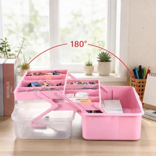 Tackle Box, 15-Inch Extra Large Art Storage Box with 3-Layer Folding Trays - Image 5