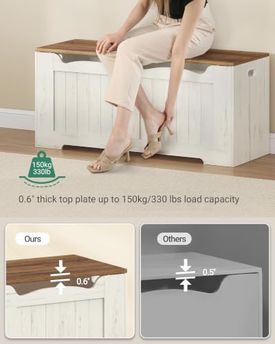 Hzuaneri 43 inches Farmhouse Storage Chest | 55 Gal | Retro White - Image 5