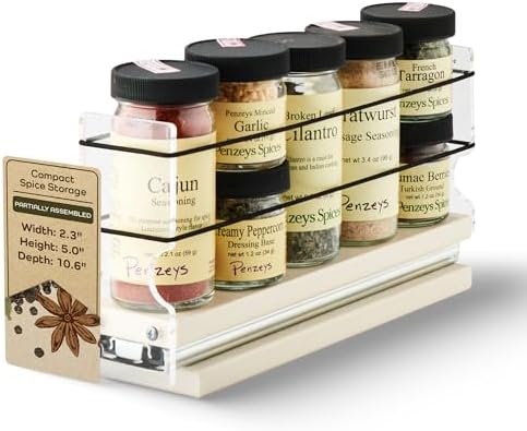 Vertical Spice Narrow Spice Rack -Sliding Spice Jars Organizer - Pantry Organizers & Storage - Slide Out Drawers for Kitchen Cabinets - Seasoning Caddy (2.3" W x 5.0" H x 10.6" D, Partially Assembled) by VerticalSpice