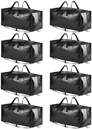 SpaceAid Heavy Duty Moving Bags 8 Pack, Large Storage Totes Bins with Backpack Straps, Strong Handles & Zippers, Packing Moving Boxes Supplies, College Dorm Room Essentials, Black by SpaceAid