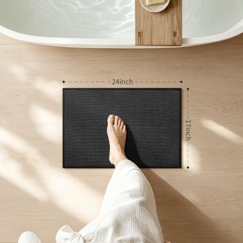 chakme Bathroom Rugs Mat 24x17, Ultra Thin Non Slip Bath Mat Small Quick Dry Absorbent Bath Mat for Bathroom Floor, (Black, 24"x17") - Image 2