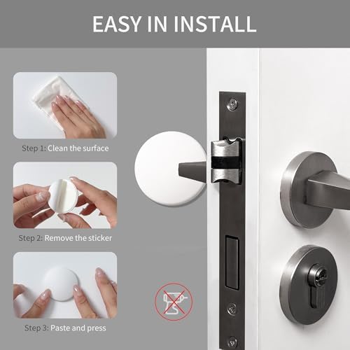 Door Stoppers - 1.57" White Door Stoppers for Wall (12 Pack), with Heavy-Duty Adhesive - Wall Protector & Shock-Absorbent Protectors from Door Knobs - Prevents Scratches on Walls & Doors - Image 4