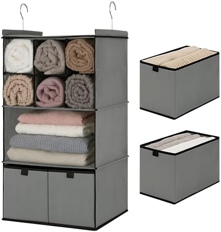 GRANNY SAYS 4-Shelf Hanging Closet Organizer with Drawer, Foldable Storage by GRANNYSAYS