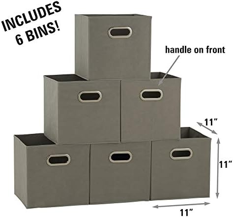Household Essentials 84-1 Foldable Fabric Storage Bins Set of 6 Cubby Cubes with Handles Gray (Pack of 6) - Image 2