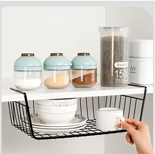 Under Shelf Storage Basket, Hanging Shelf Basket Slides Under Shelves for Storage Metal Under Cabinet Shelf Basket Organizer for Kitchen Pantry Desk Bookshelf (Black Pack of 4) - Image 2