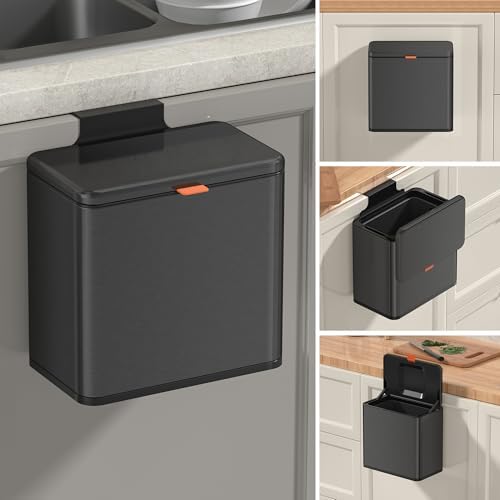 Mbillion 1.05 Gal Brushed Black Hanging Stainless Steel Compost Bin - Image 2